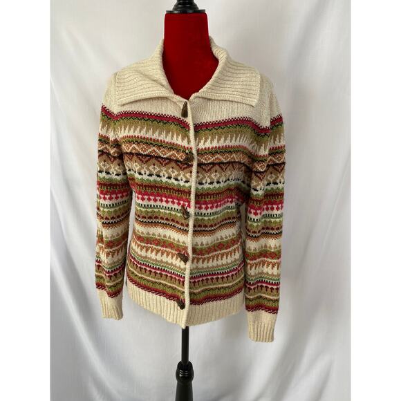 Carolyn Taylor multicolored buttoned collared cardigan - neutrals XL extra large - Picture 4 of 10